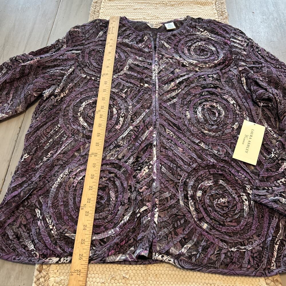 NWT Laura Ashley Purple Black Full Zip Circles Blazer Jacket Art To Wear Sz 2X - Picture 3 of 8